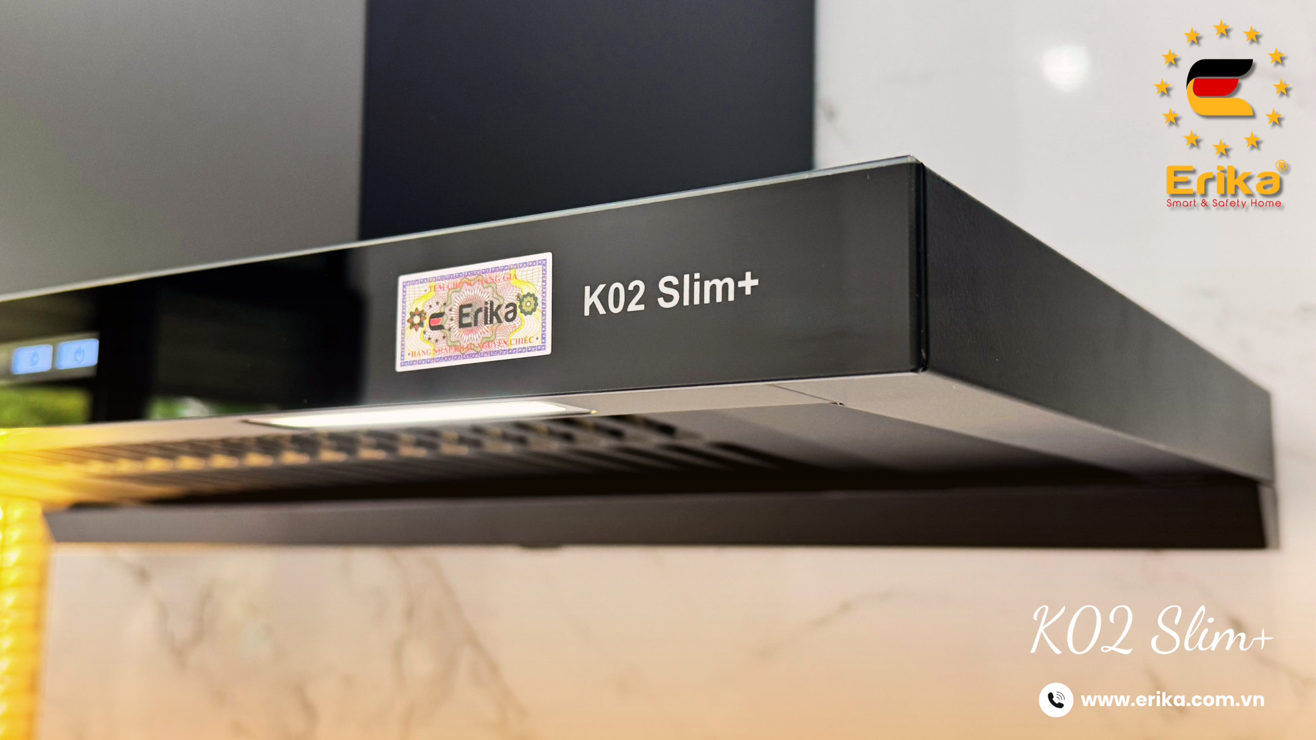 Hút mùi Erika model K02 Slim+